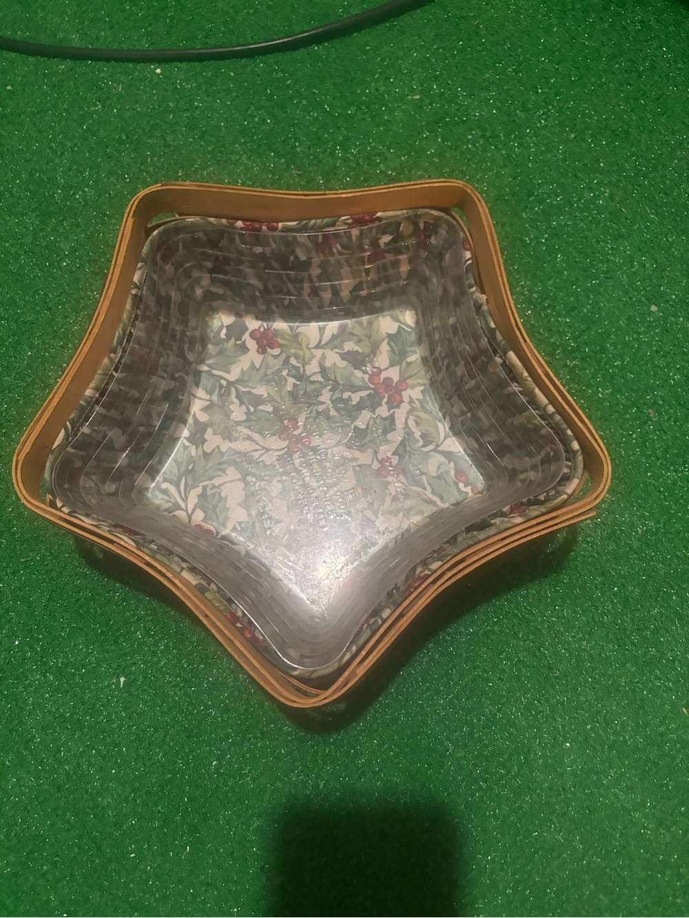 Longaberger Wooden Basket Interior with Green Felt